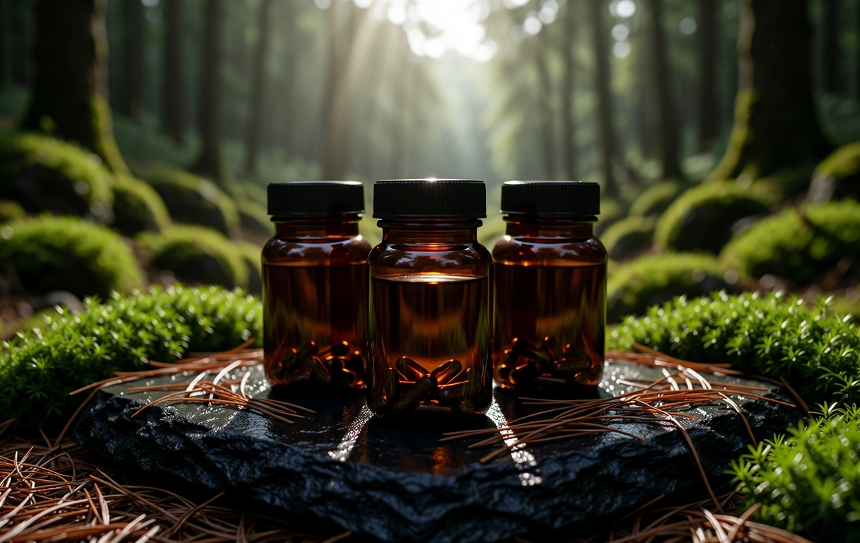 Naturalne suplementy dla mężczyzn w ciemnym szkle